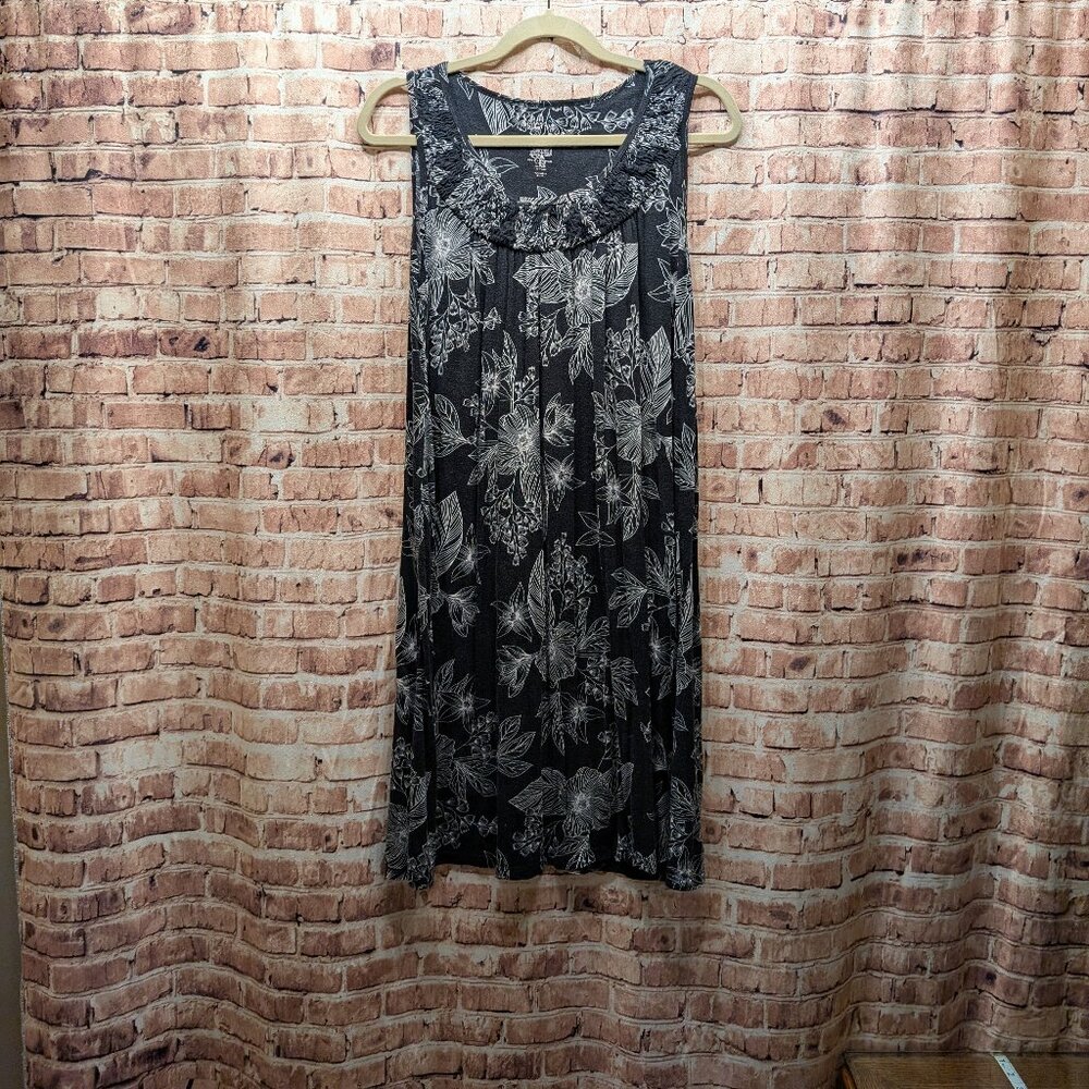 Croft & Barrow Dress Floral Sleeveless Black
